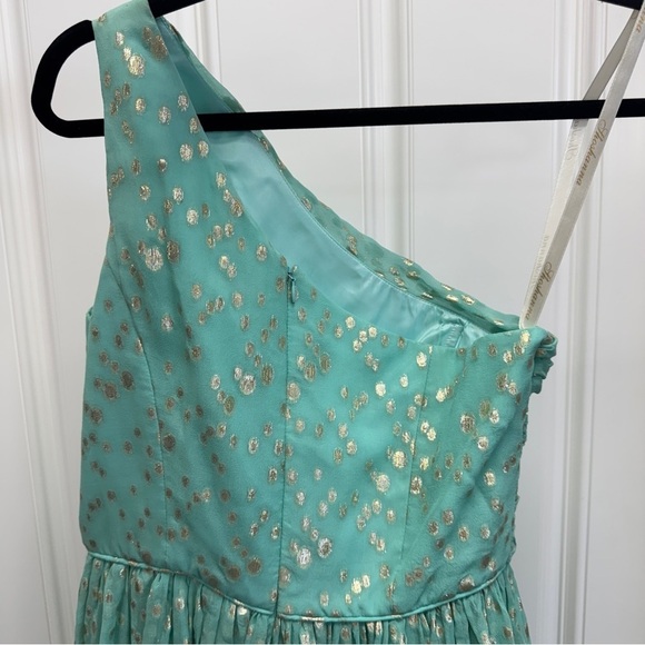 Shoshanna Rayna Dress in Aqua & Metallic Gold One Shoulder size 6 - Picture 12 of 15